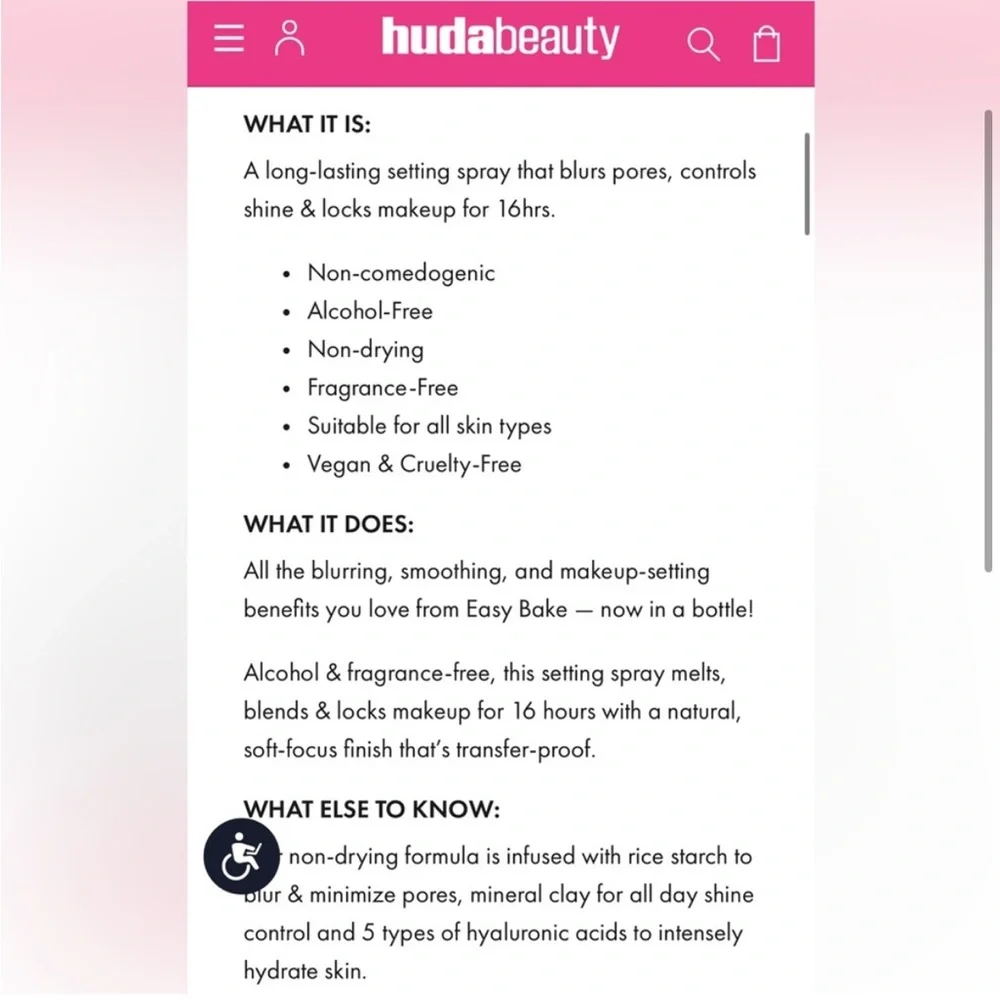 Huda Beauty Easy Bake Setting Spr4y Full Size NIB New In Box